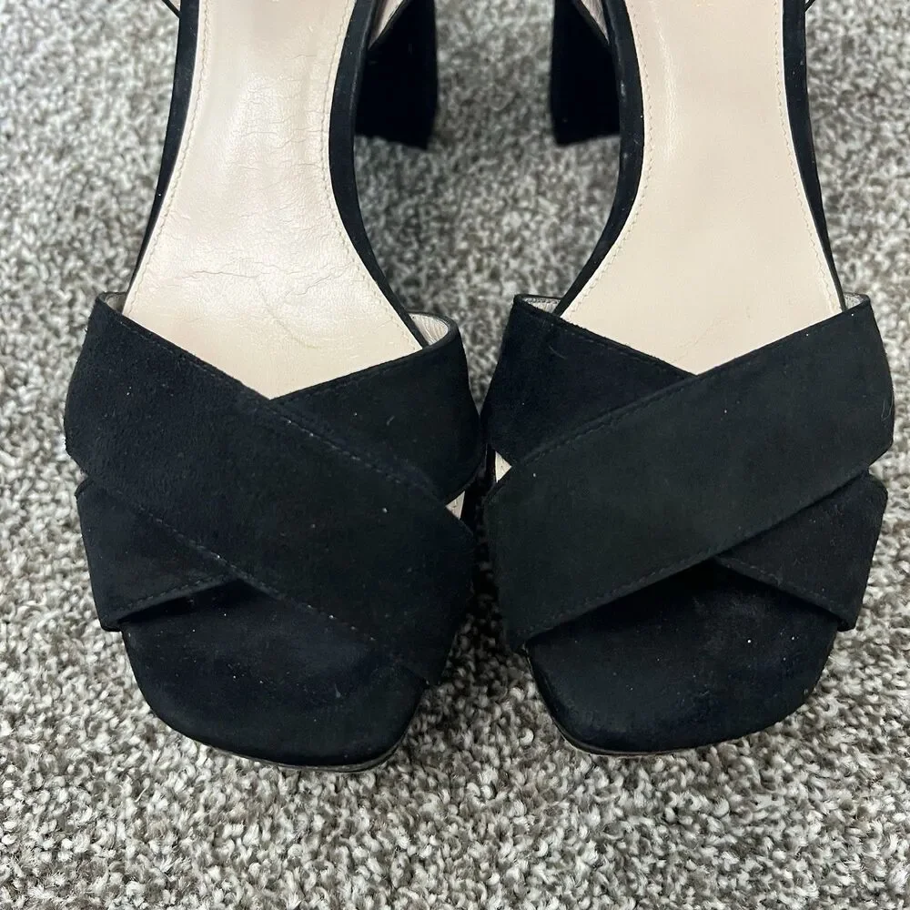 Stuart Weitzman Carmina Platform Block Heel Suede Sandals